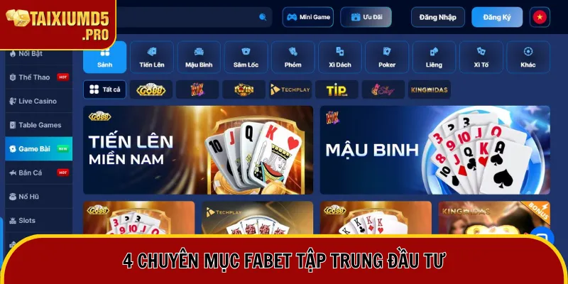 4 chuyên mục Fabet tập trung đầu tư